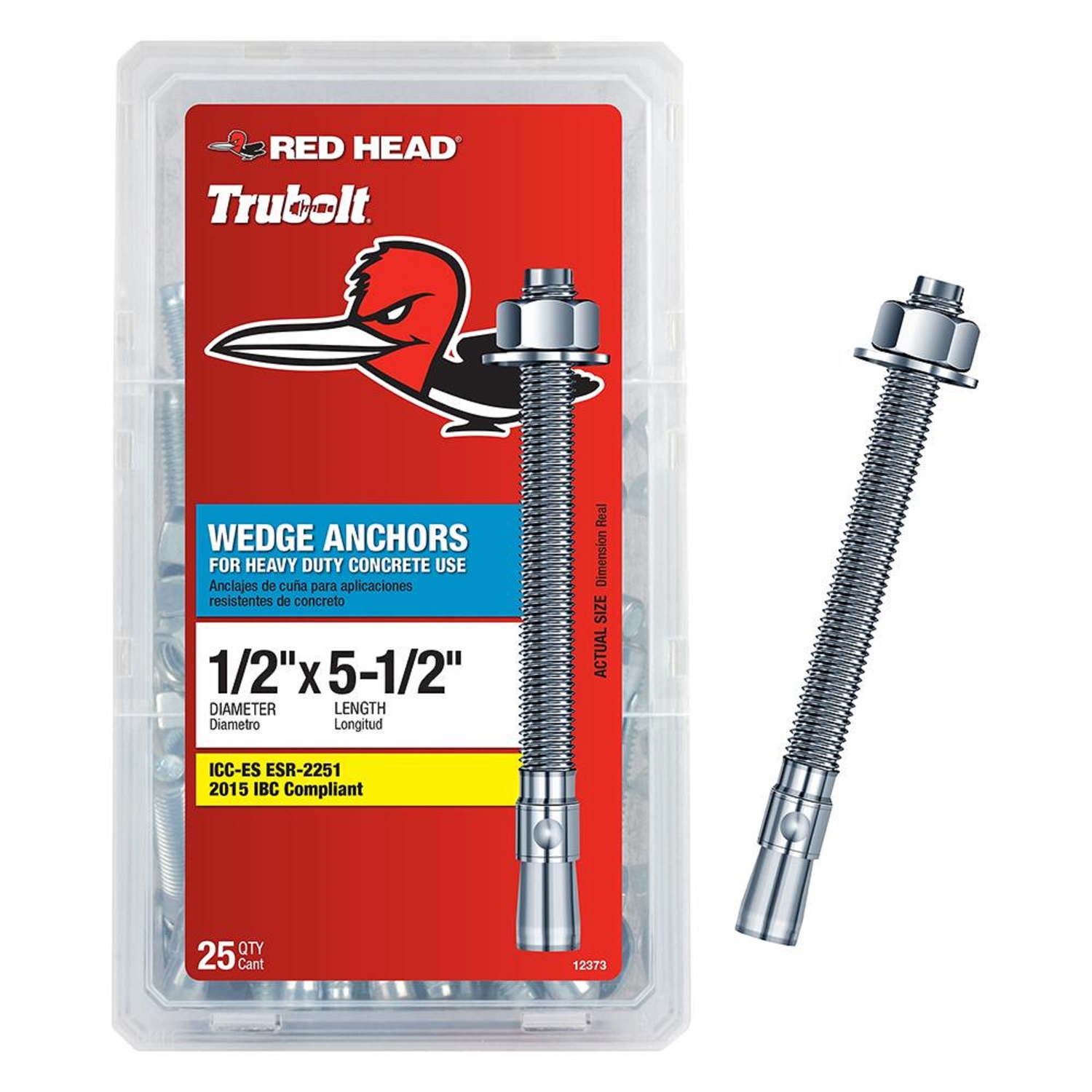 ITW Red Head WS-1242 1/2 x 4-1/4 Trubolt Carbon Wedge Anchor 25 Per Box 
